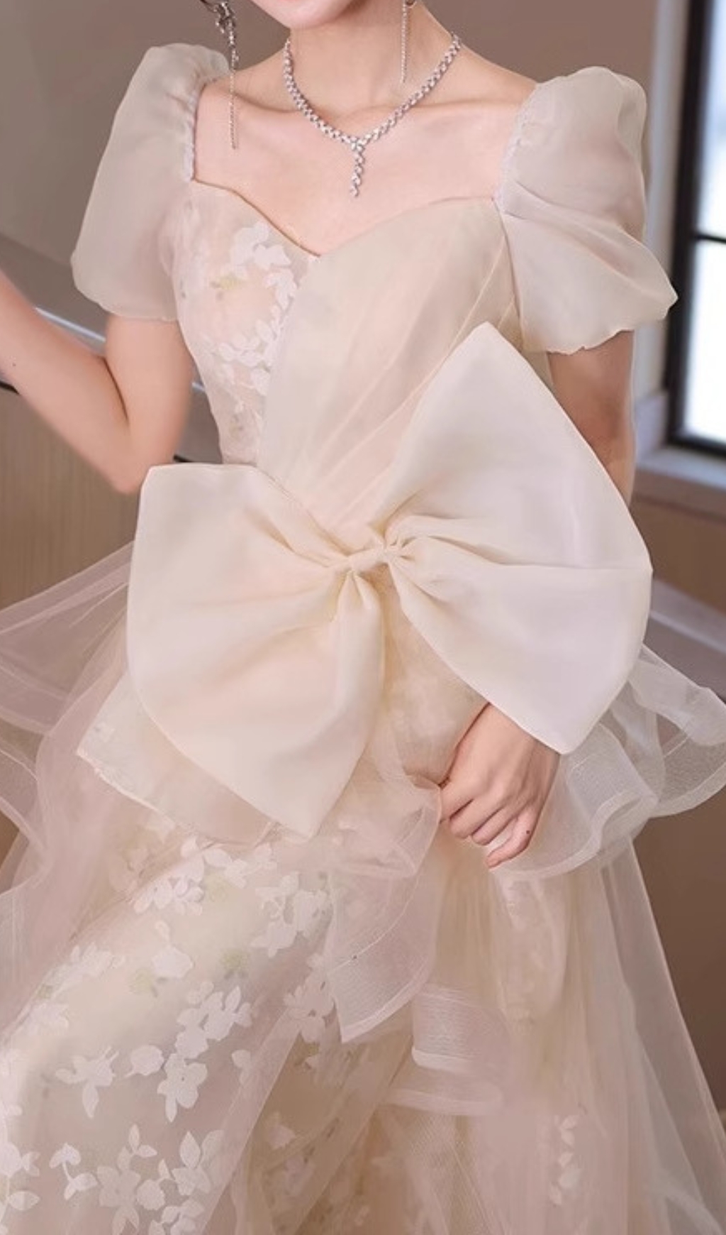 cf669df3b3008f64dc646d847e6ad7f5.jpg Fashionslee Women Chinue Bow Flower Mesh Maxi Dress