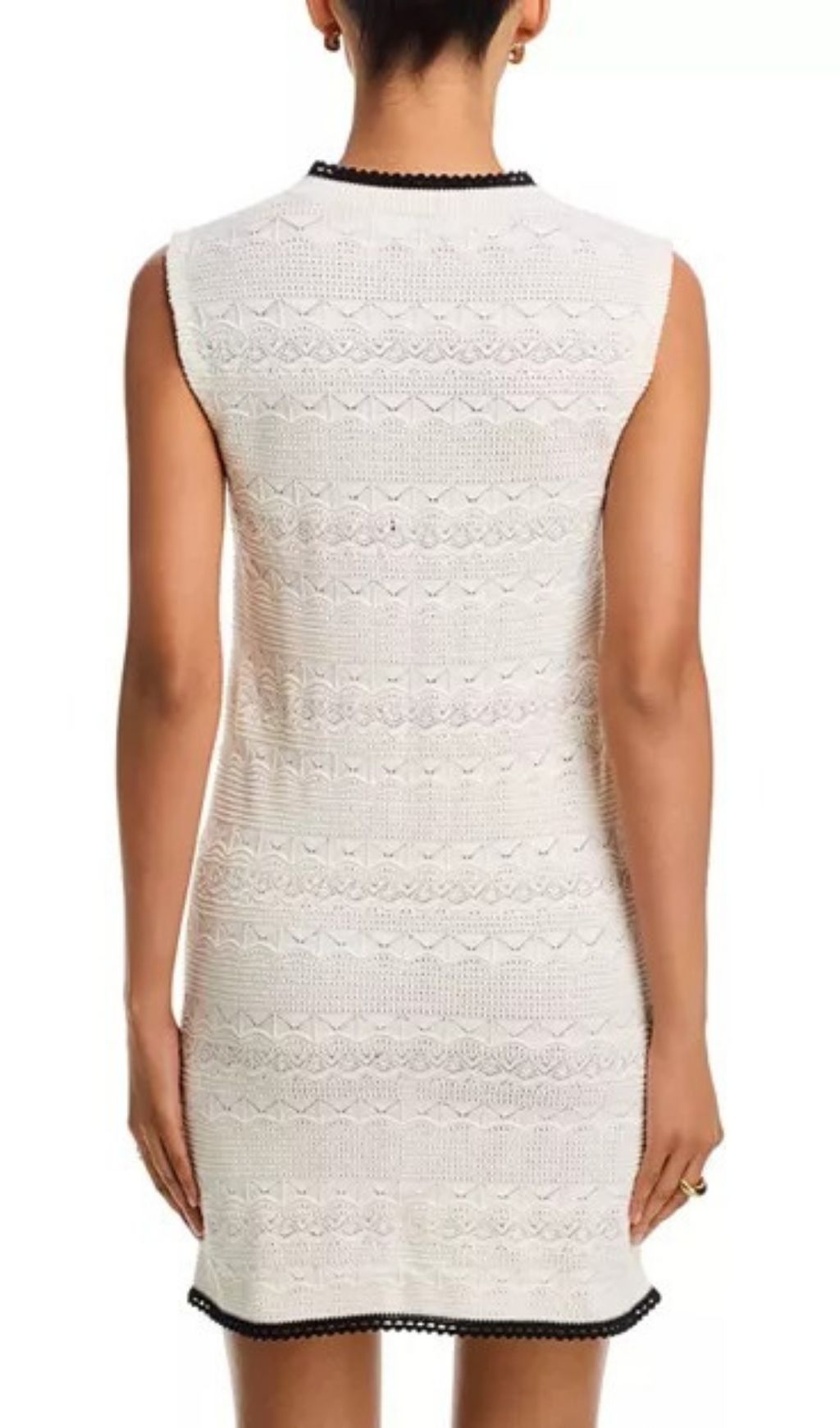 Fashionslee Women Pointelle Knit Mini Dress - White