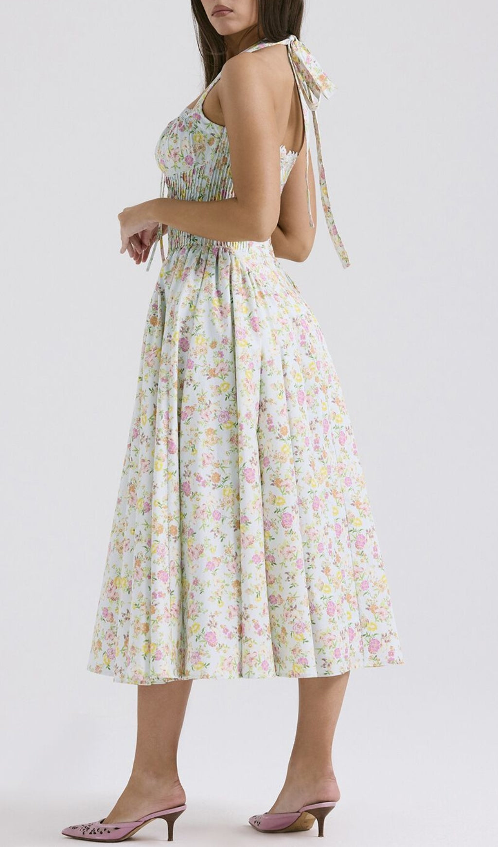 VINTAGE VIRAL GREEN FLORAL MIDI DRESS - OWNCI VINTAGE VIRAL GREEN FLORAL MIDI DRESS - OWNCI
