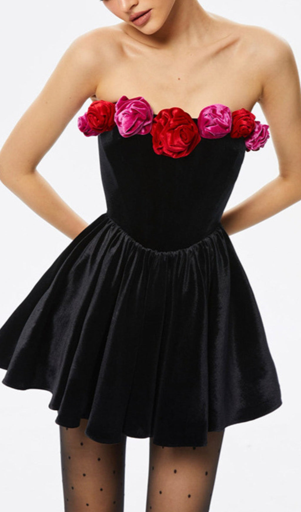 Fashionslee Women Aibhilin Flower Embellished Velvet Dress
