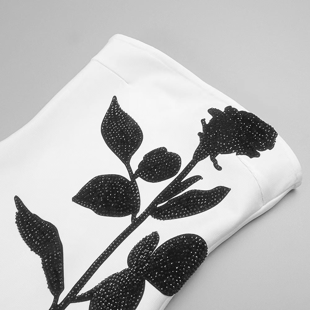 WHITE STRAPLESS ROSE MESH DRESS – VIRAL AESTHETIC - OWNCI