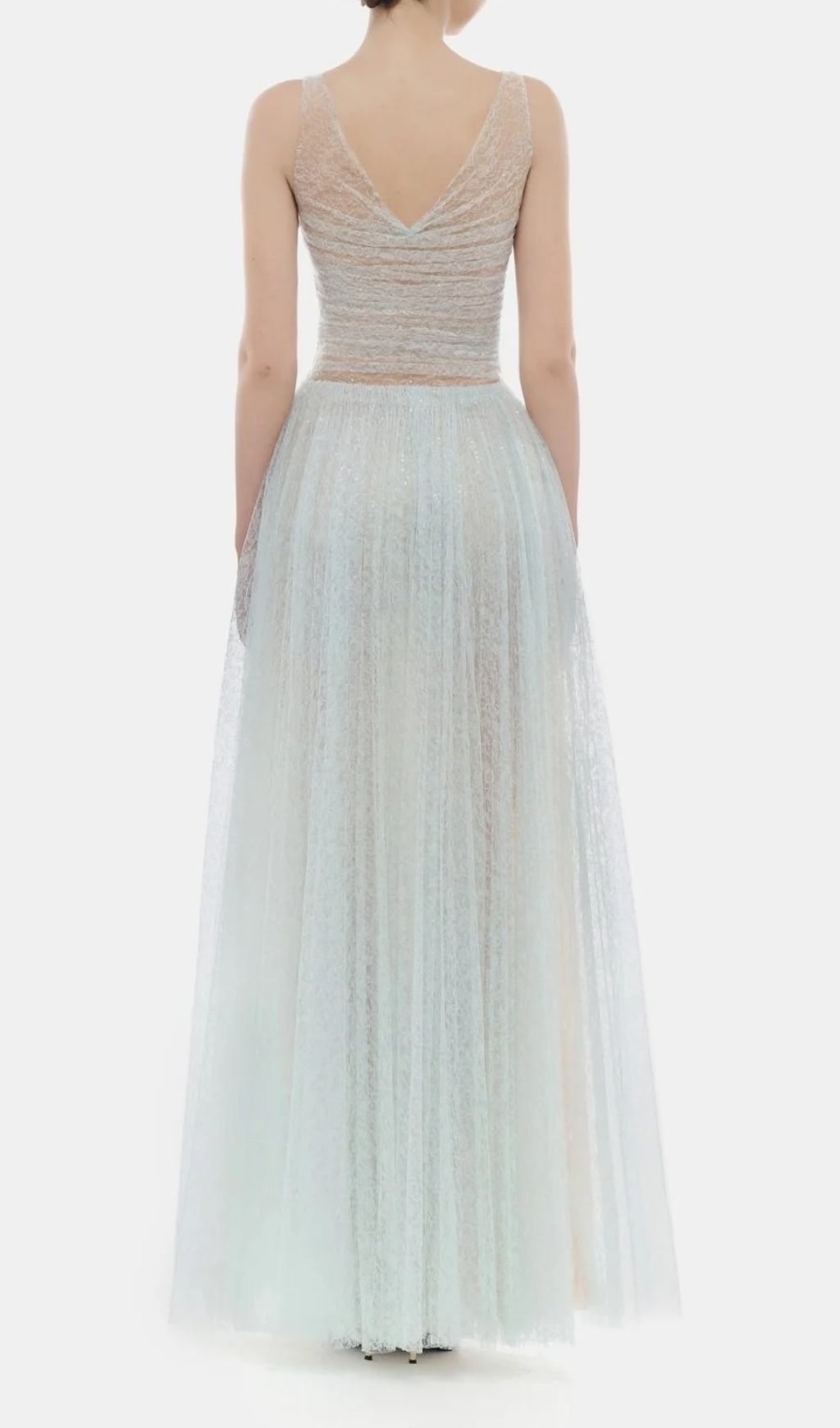 Fashionslee Women Josie Blue V-Neck Mesh Maxi Dress