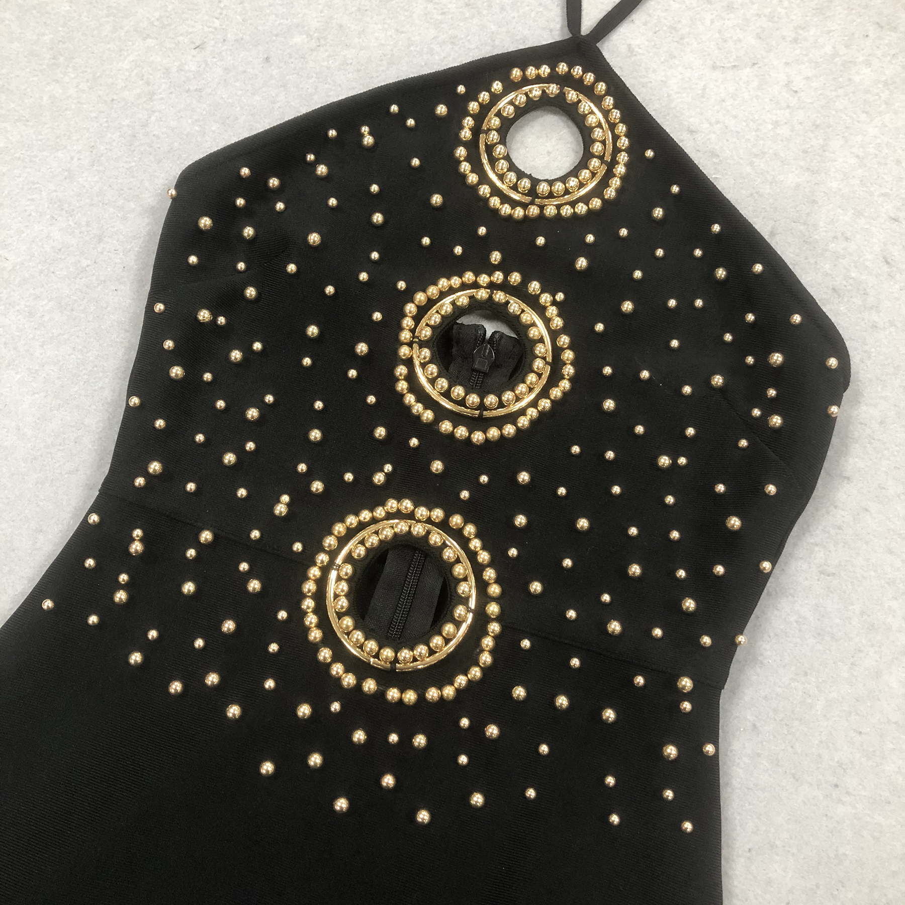 d2f039ea88aa22a5a73b006b02d9b1a9.jpg Fashionslee Women Black Halter Embellished Cut Out Maxi Dress