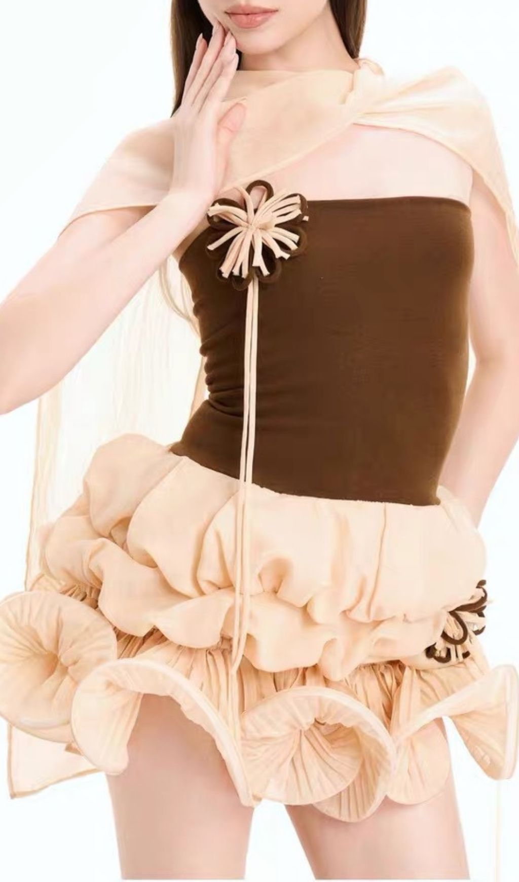 d3046f8eb2223193963c3da7d9fce1bb.jpg Fashionslee Women Tyvalric Strapless Flower Mini Dress