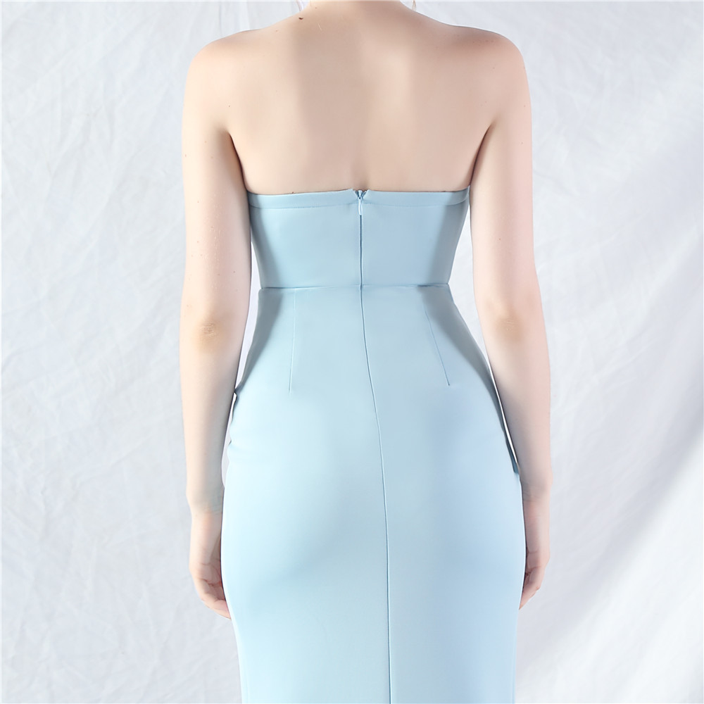 d4f28e8800184461dc142fdb602b98c0.jpg Fashionslee Women Chizue Blue Strapless Corset Split Maxi Dress