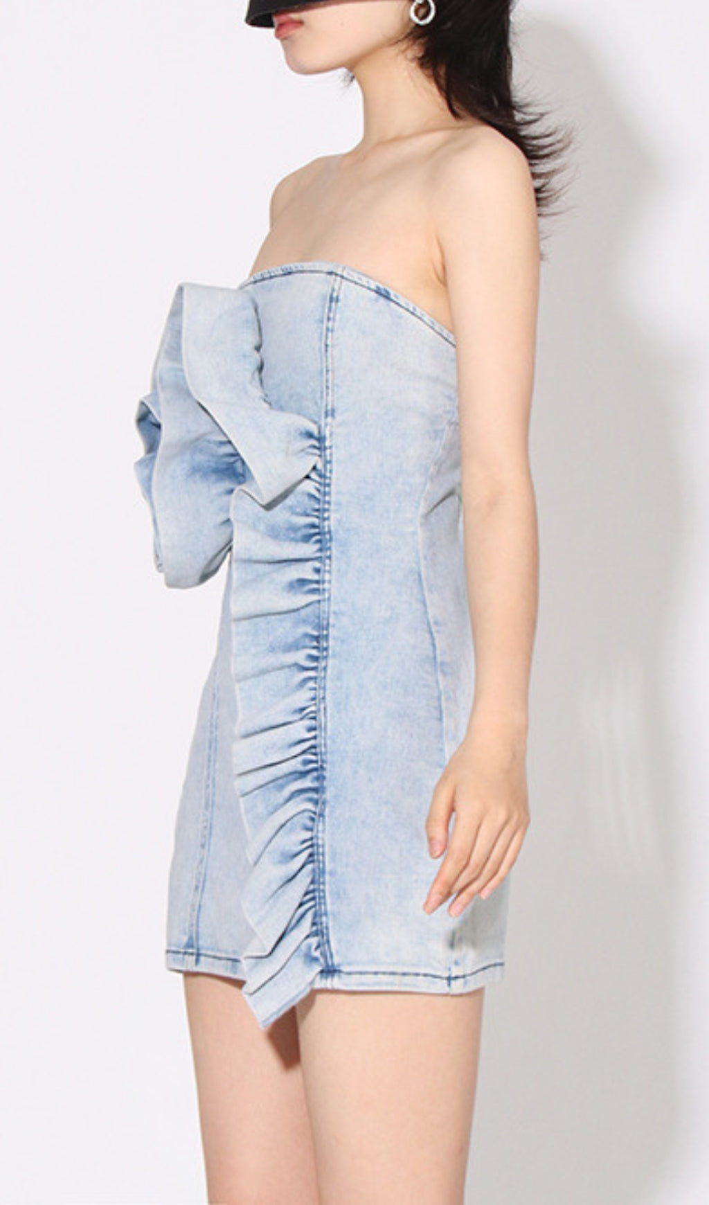 VINTAGE FLORAL DENIM MINI DRESS - OWNCI VINTAGE FLORAL DENIM MINI DRESS - OWNCI