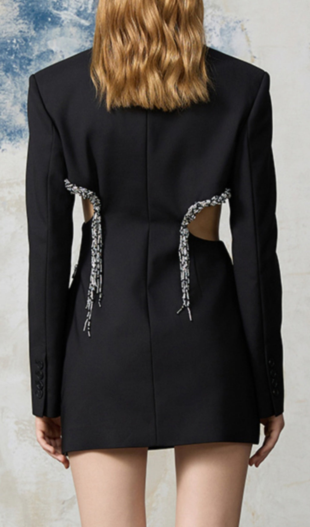 Fashionslee Women Brenna Diamond Cutout Mini Blazer Dress