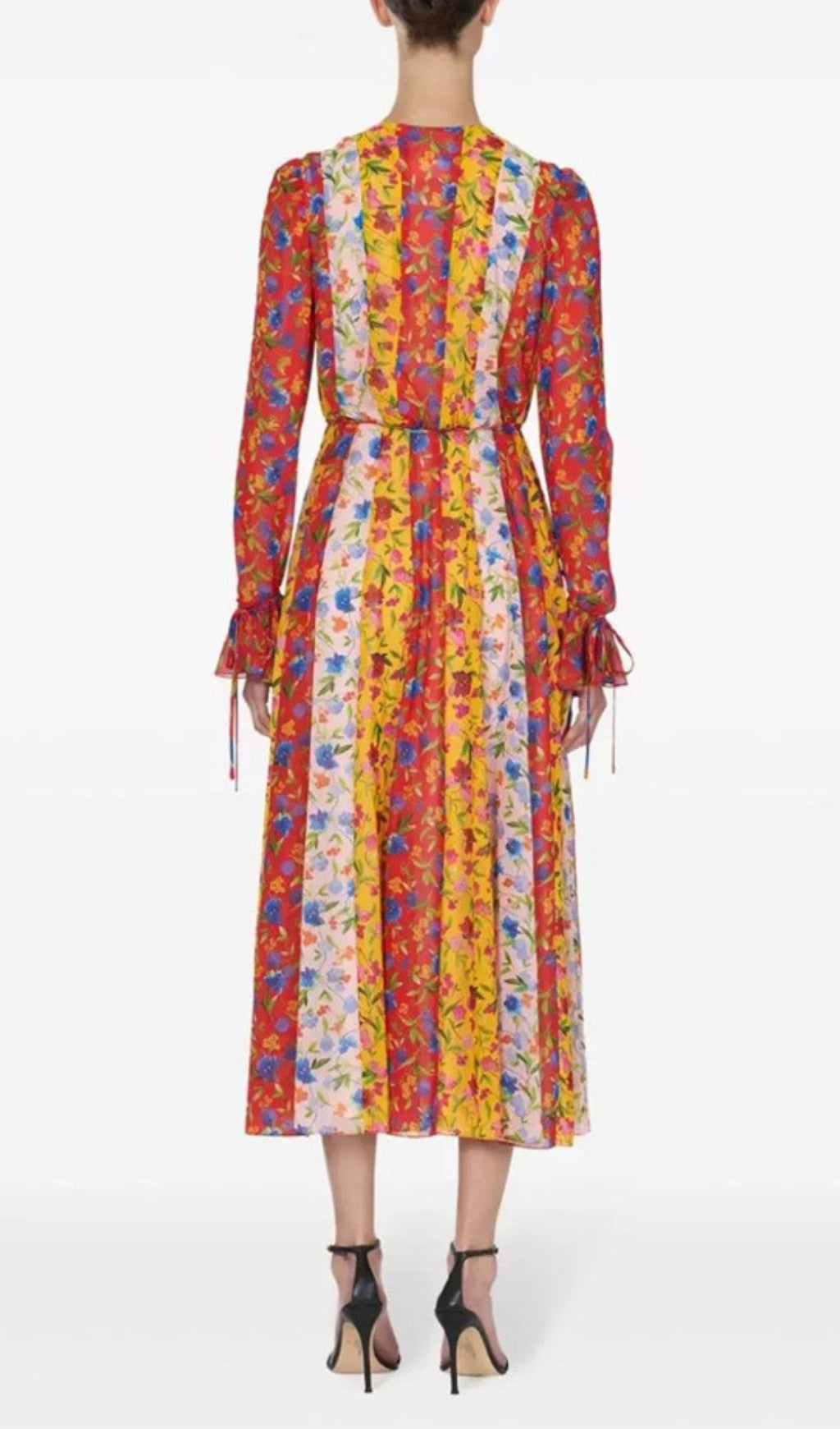 Fashionslee Women Avayah Contrasting Striped Flower Midi Dress