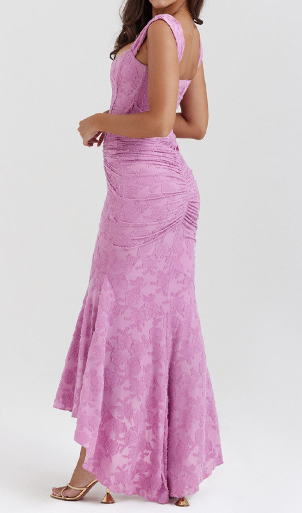 Fashionslee Women Anaëlle Pink Floral Corset Maxi Dress