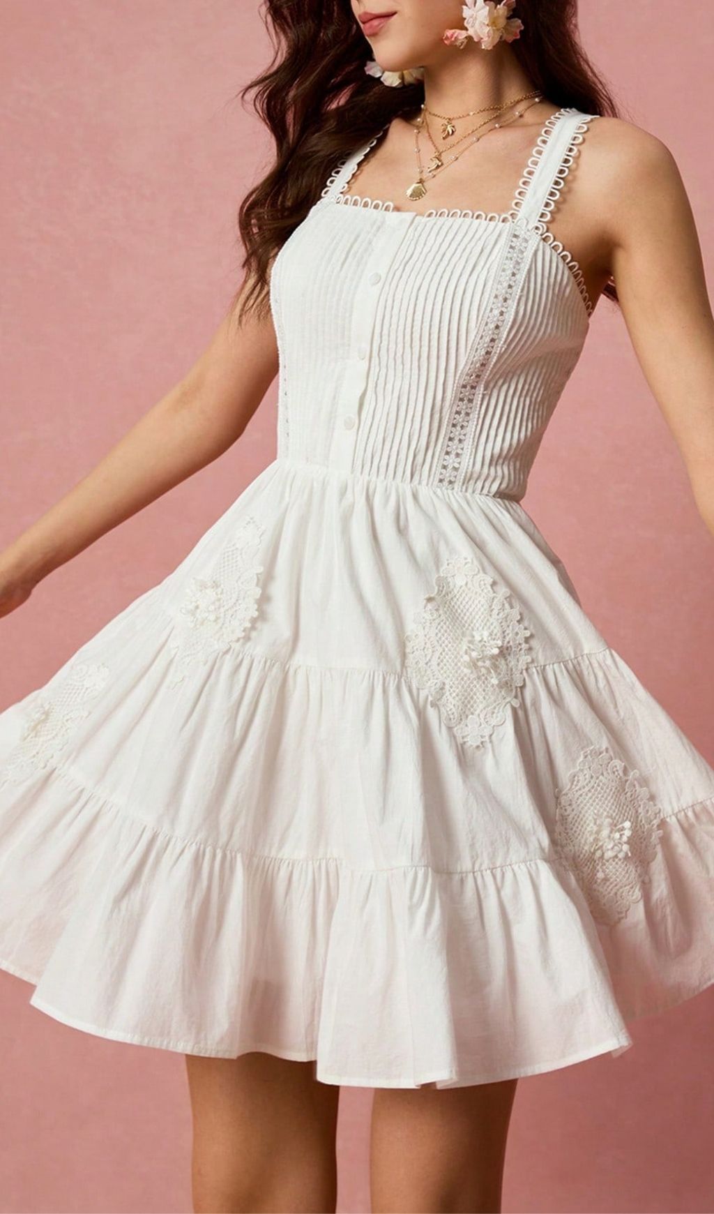 d84e2b87cce443d2caa1b7b3724778bb.jpg Fashionslee Women Landy White Pleated Mini Dress