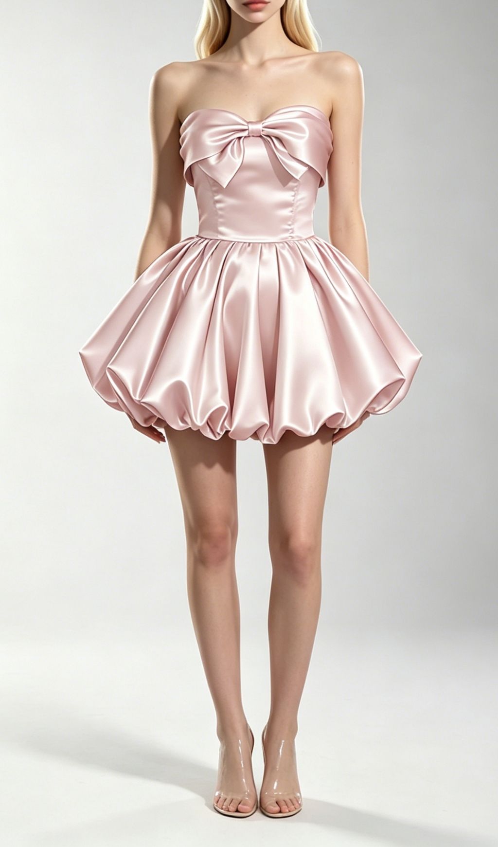 Fashionslee Women Ksena Pink Strapless Bow Mini Dress