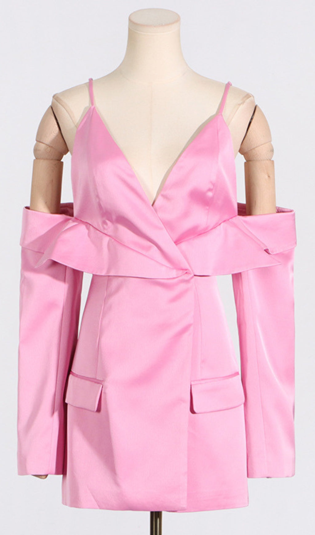 Fashionslee Women Aurera Pink Off Shoulder Mini Blazer Dress