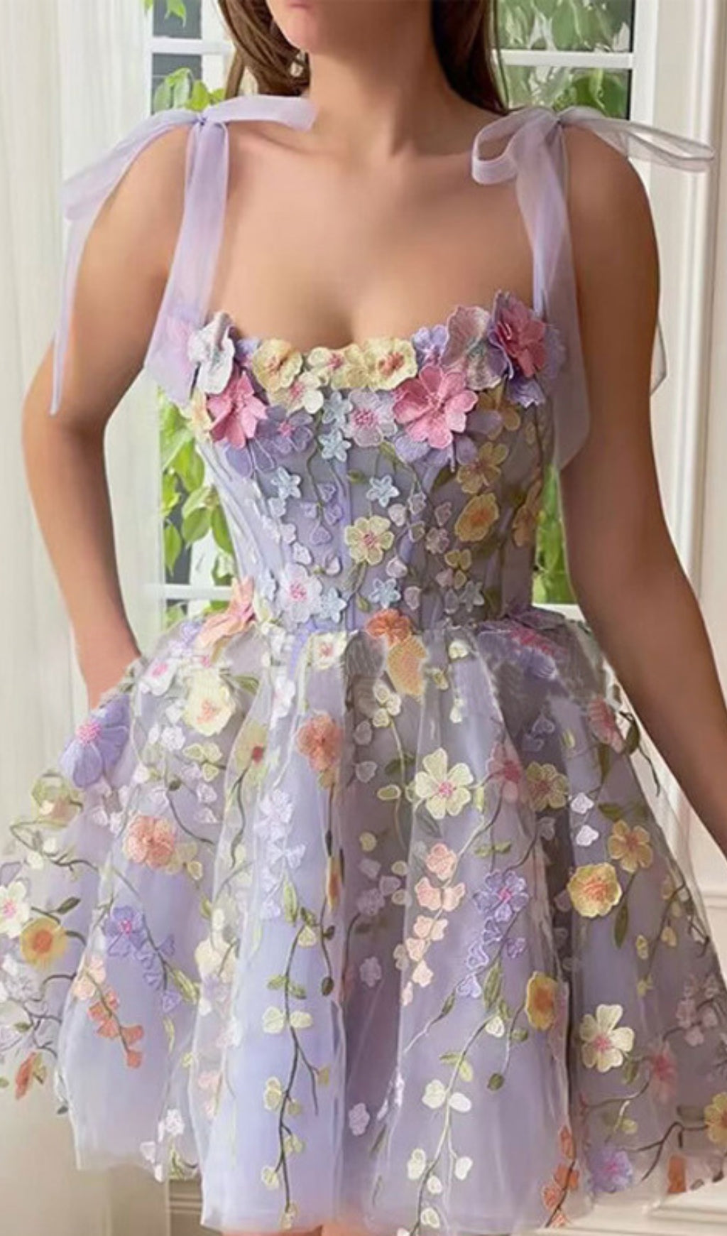db8c18bfbffab2b384de9b91e39573e3.jpeg Fashionslee Women Amandla Lavender Bloom Mini Dress