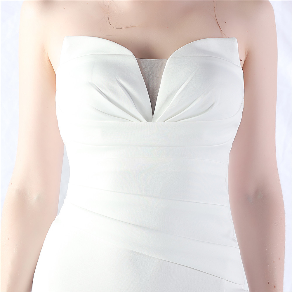 WHITE STRAPLESS RUCHED MAXI DRESS AESTHETIC - OWNCI
