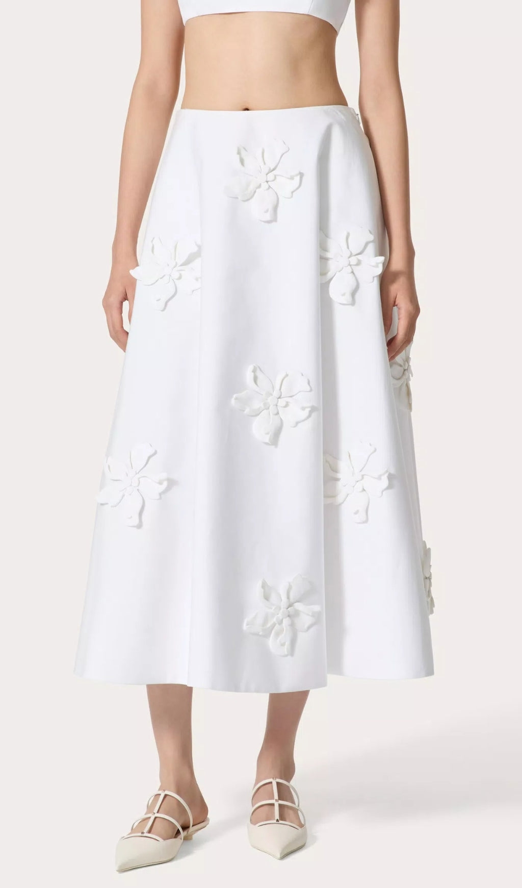Fashionslee Women Annissa White Embroidered Midi Skirt