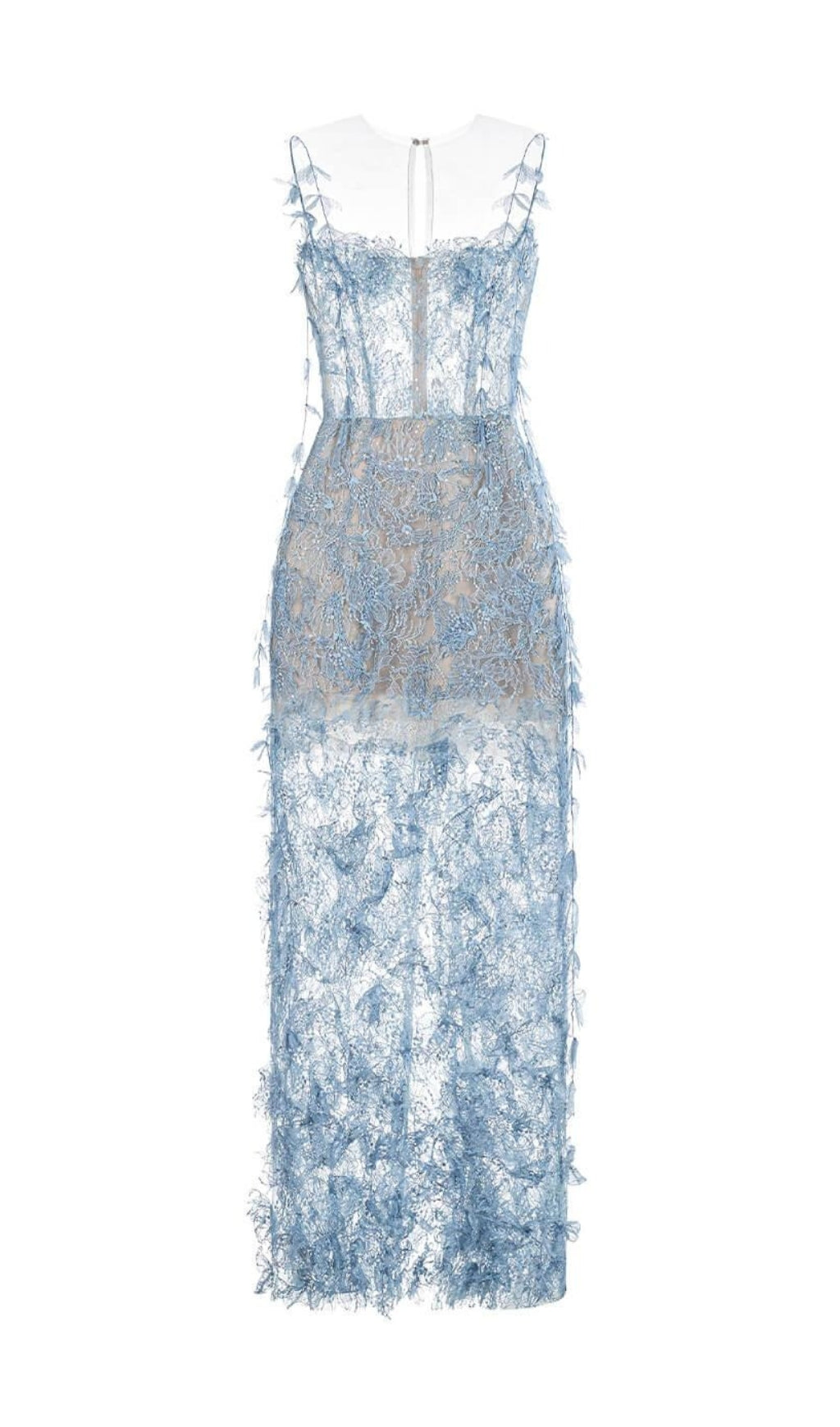 e04b273f6fa7aa4aabb504467f9b8d81.jpeg Fashionslee Women Argo Blue Bead Lace Pencil Dress
