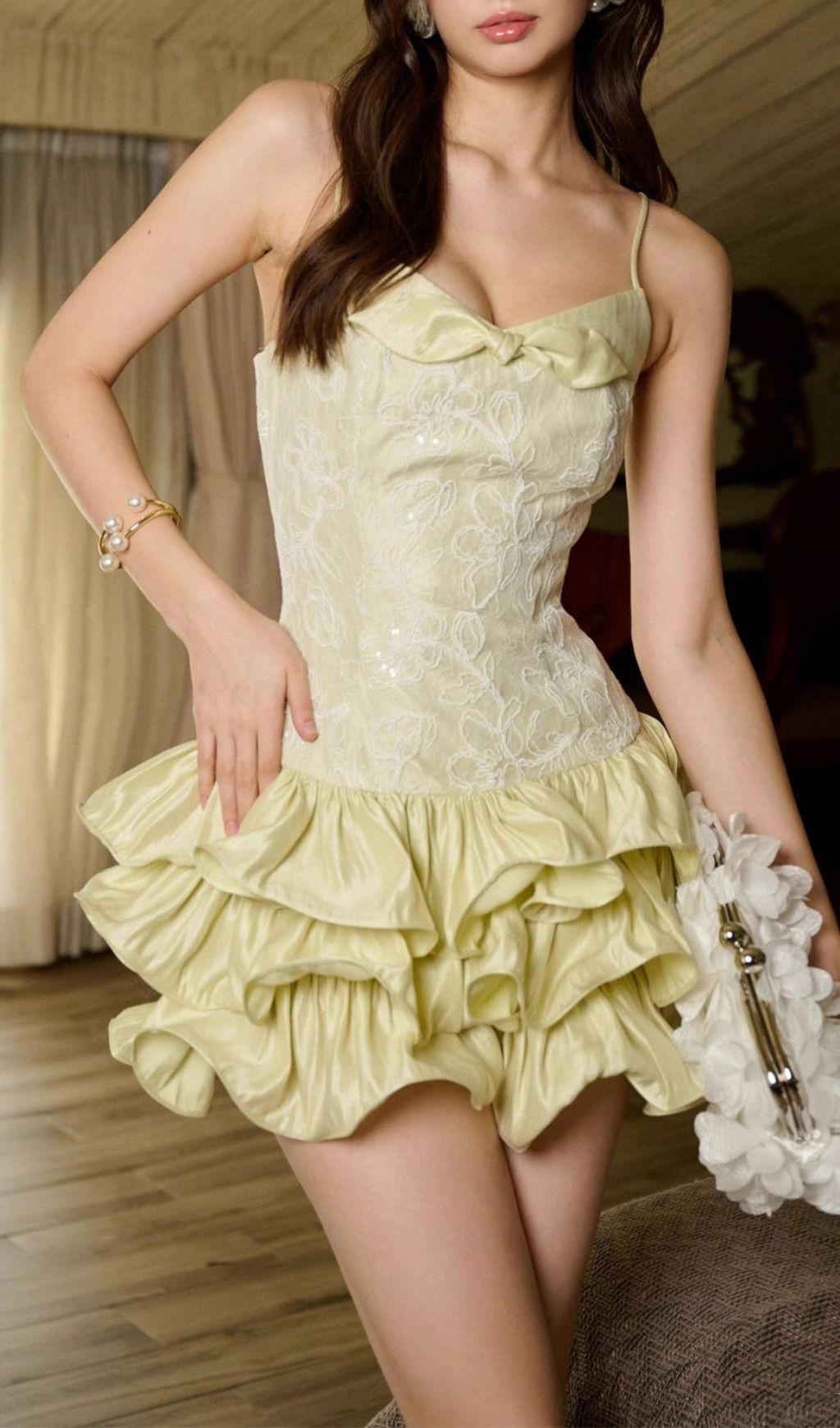 e0e3b620f8a13d801c6b68b4d06e3756.jpg Fashionslee Women Laqueta Green Lace Layered Mini Dress