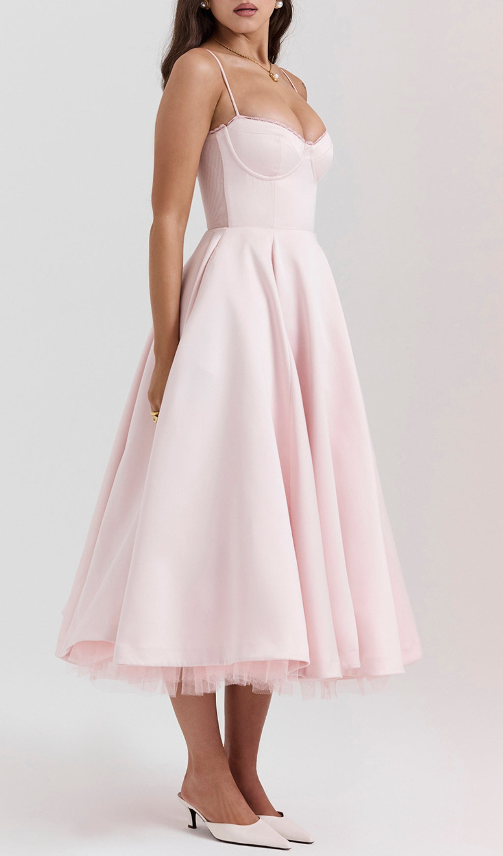 e2405e8e72c1fe0c1b1b9c4e810beb64.jpeg Fashionslee Women Alodia Pink Mesh Hem Midi Dress