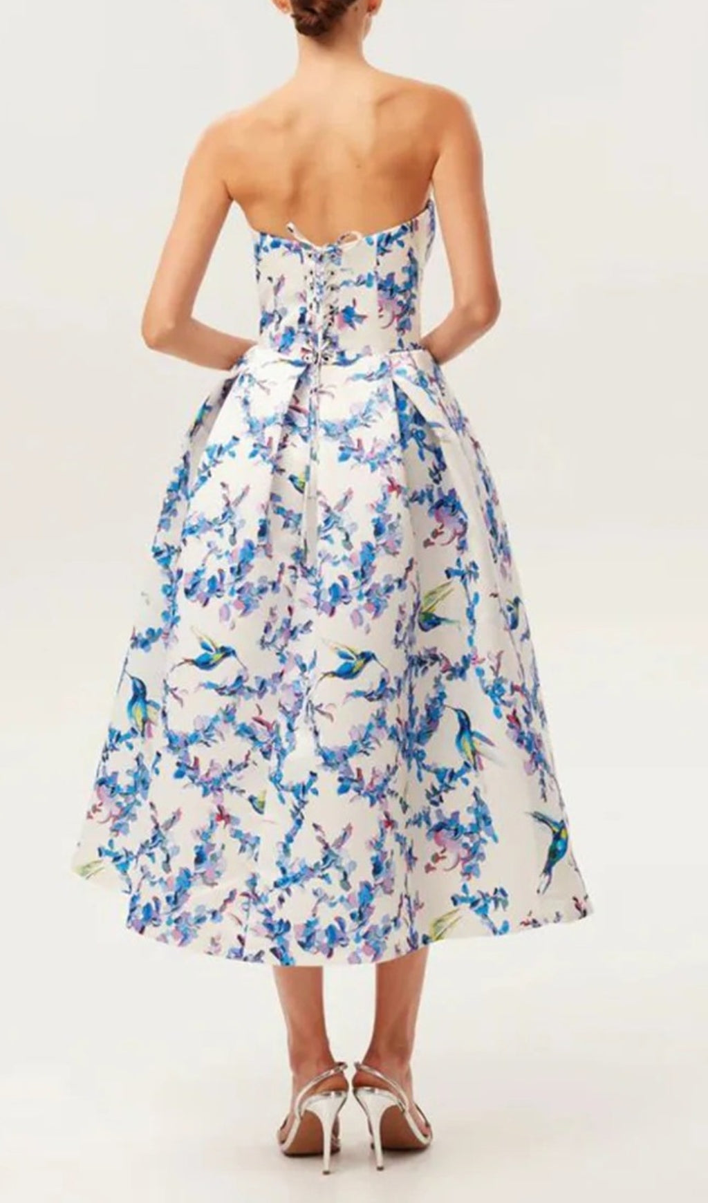 Fashionslee Women Bona Strapless Floral Corset A Line Midi Dress