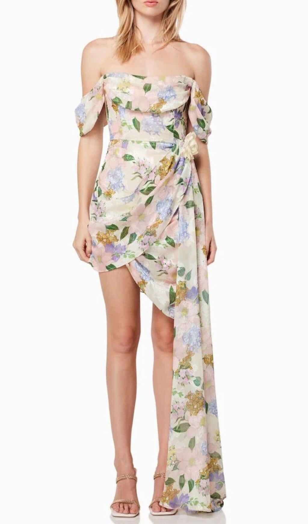Fashionslee Women Aviya Floral Off Shoulder Strap Mini Dress
