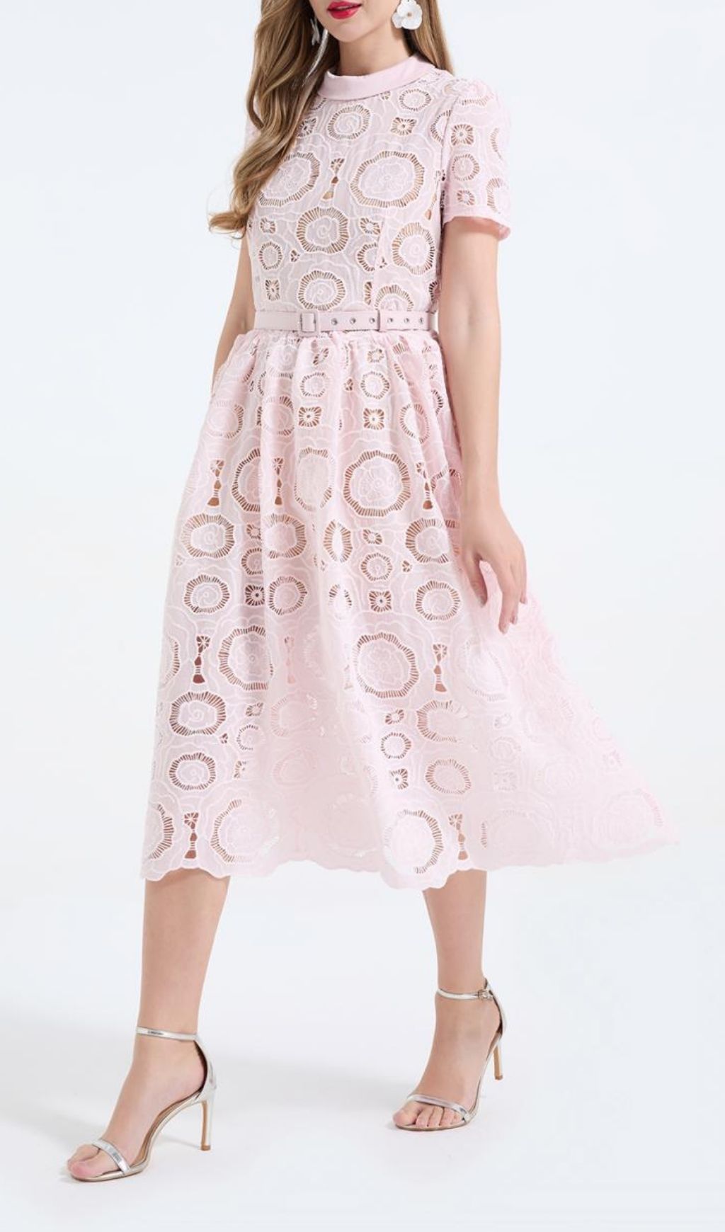 e58790221a76fec7c2ab4af74123424d.jpg Fashionslee Women Floral Lace Midi Dress - Pink