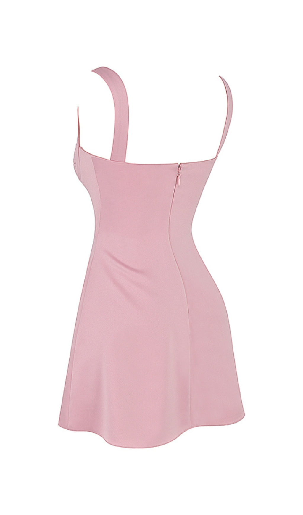Fashionslee Women Pink Satin Sleeveless Quartz Mini Dress