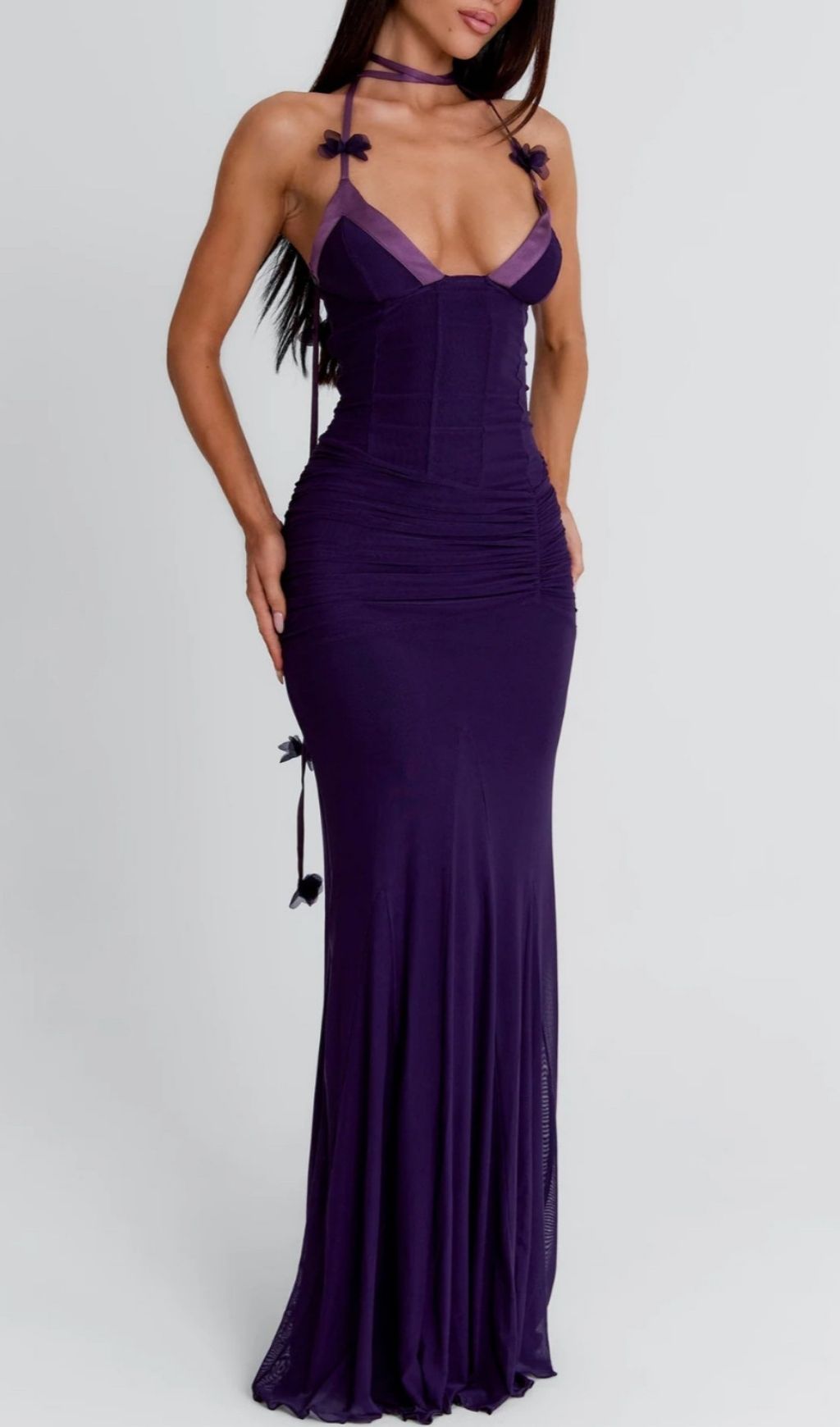 Fashionslee Women Korrine Violet Halter Maxi Dress