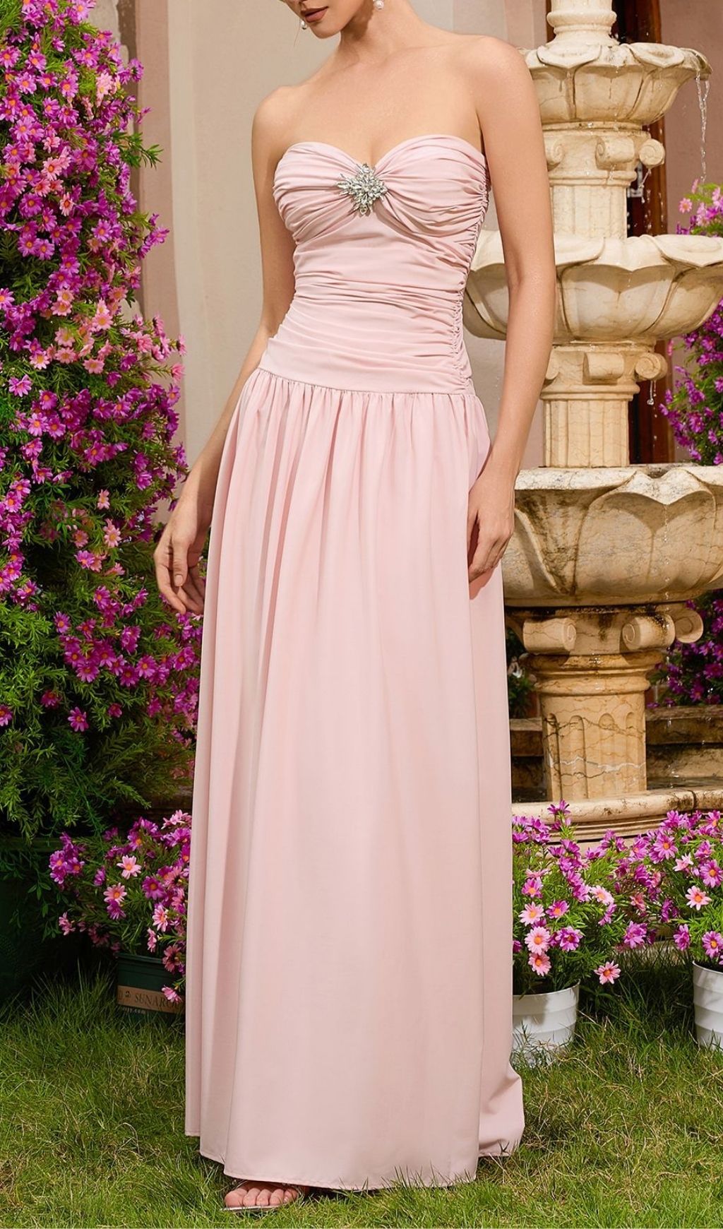 Fashionslee Women Lakshmi Pink Strapless Maxi Dress