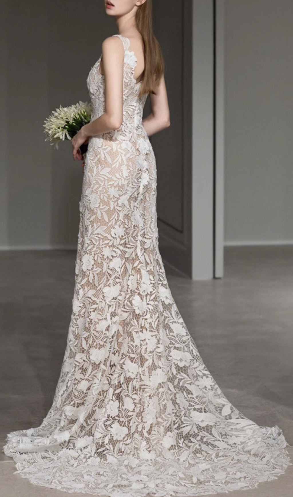Fashionslee Women Aviana Flower Lace Wedding Dress