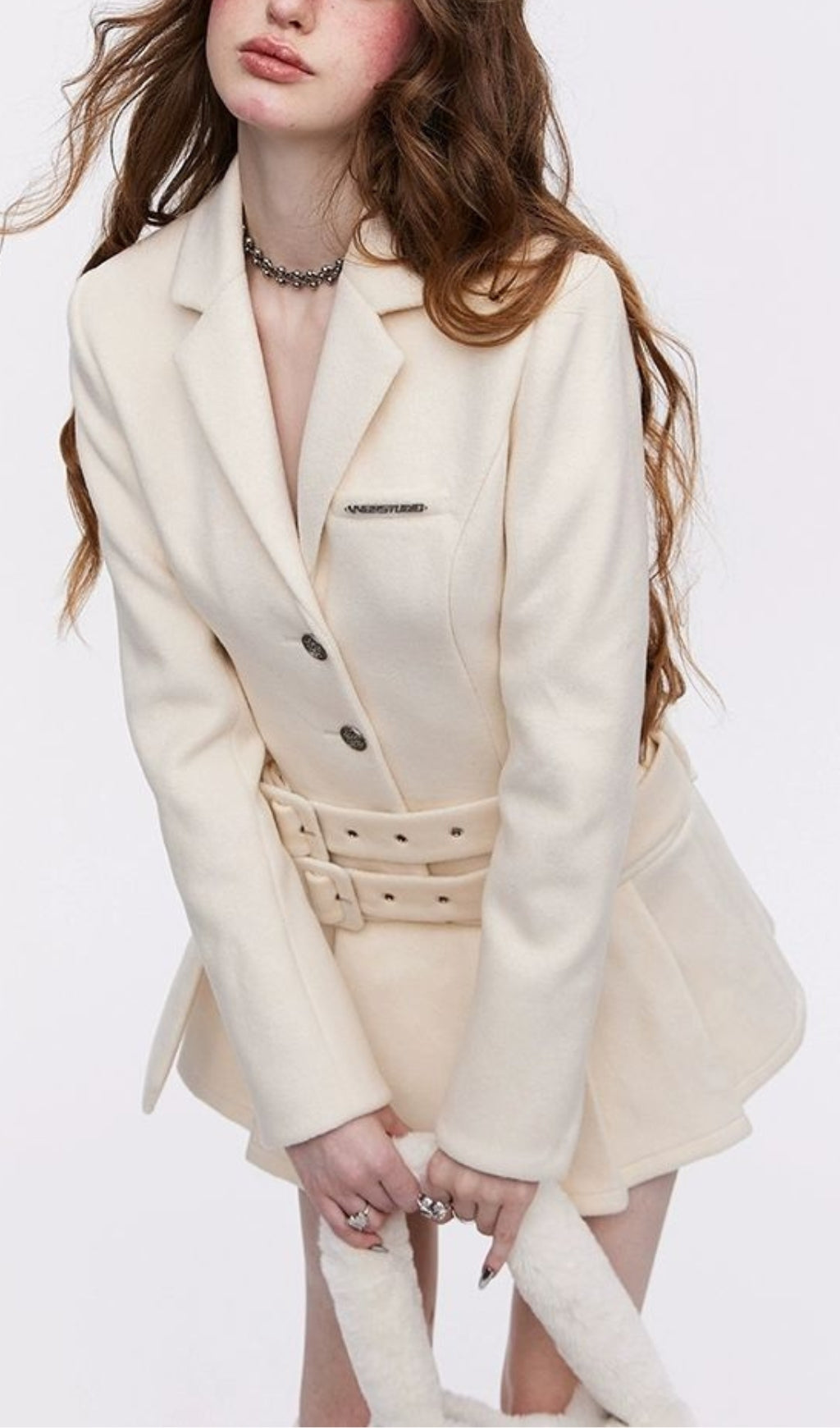 Fashionslee Women Adva Long Sleeve Suit Pleated Skirt