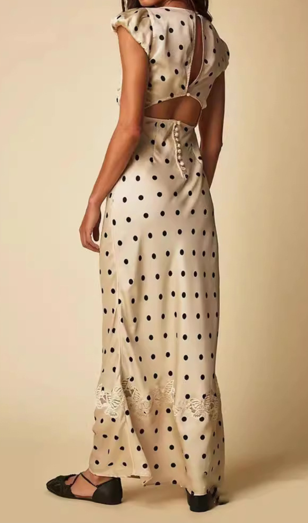 Fashionslee Women Alani Polka Dot Cutout Maxi Dress