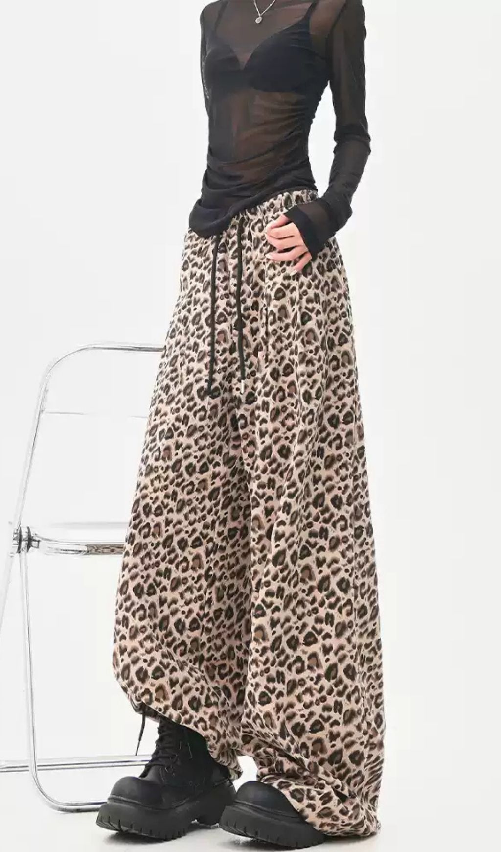 e9500cd928d08ee62c421efdde8a4012.jpg Fashionslee Women Lali Leopard High Waist Wide Leg Pants