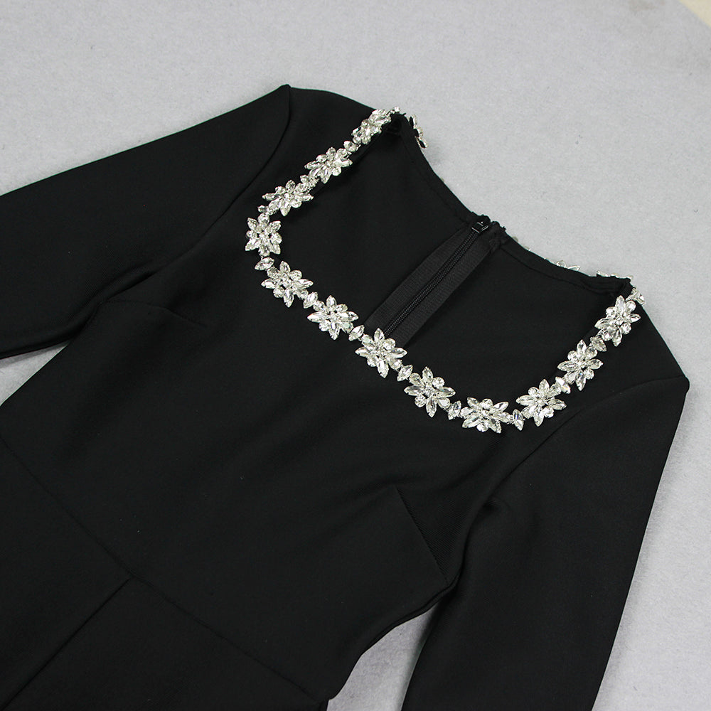 Fashionslee Women Azize Crystal Neckline Jumpsuit