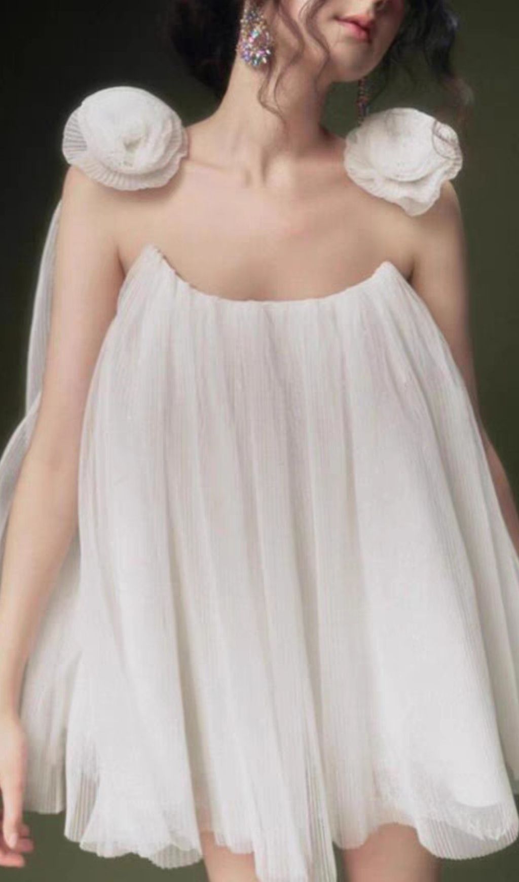 eb389d30ddb9e3fea27810cce9a28beb-1.jpg Fashionslee Women Lanier White Flower Mesh Mini Dress