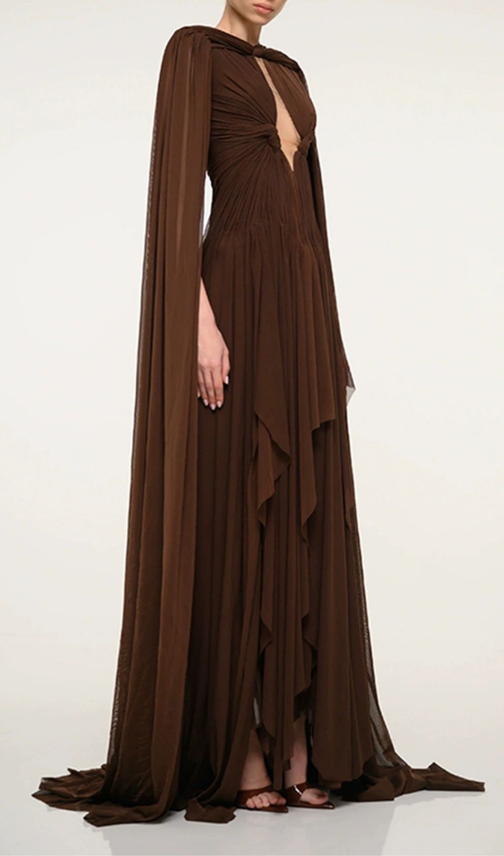 Fashionslee Women Laurie Brown Cutout Mesh Maxi Dress