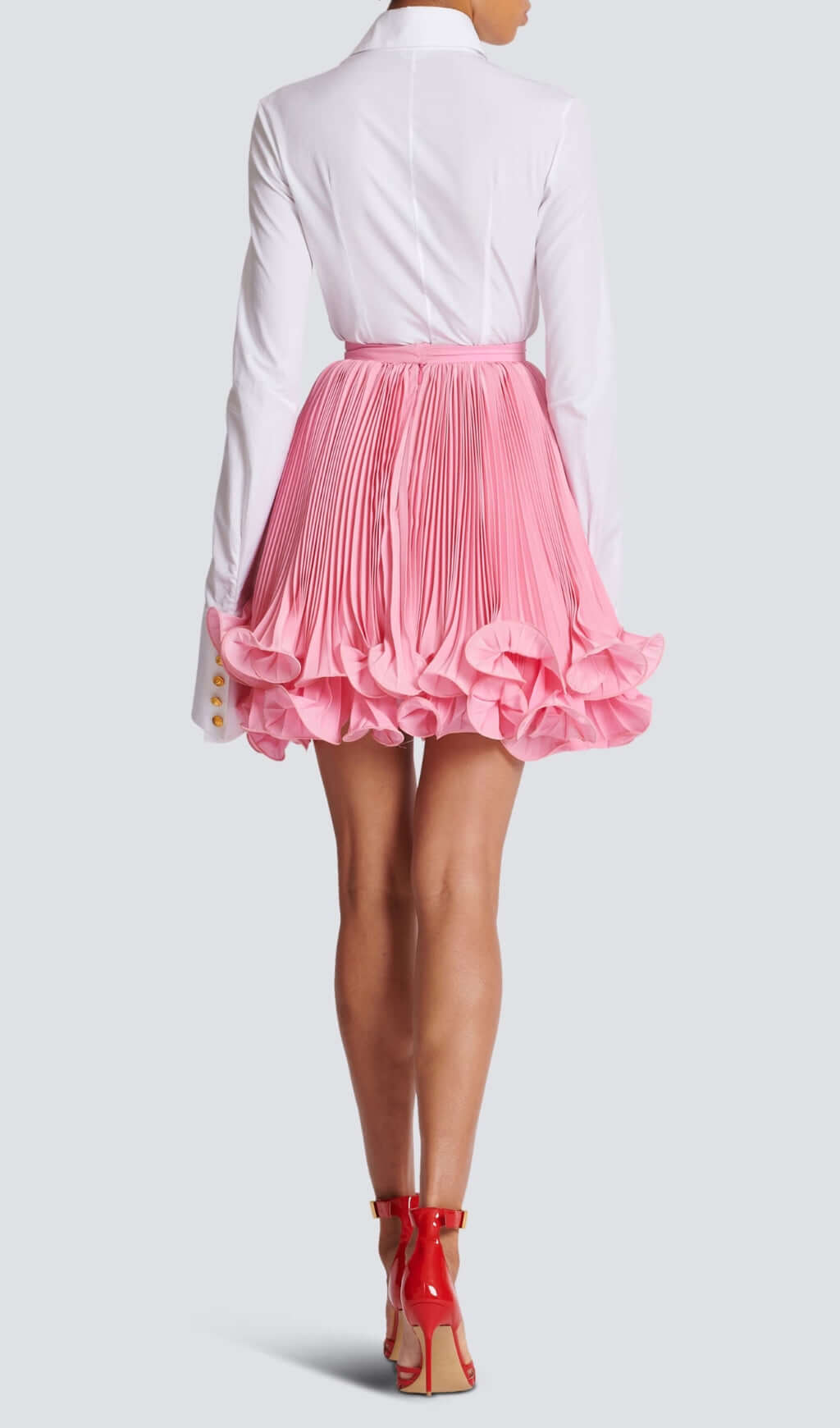 Fashionslee Women Anavia Pink Ruffle Hem Skirt