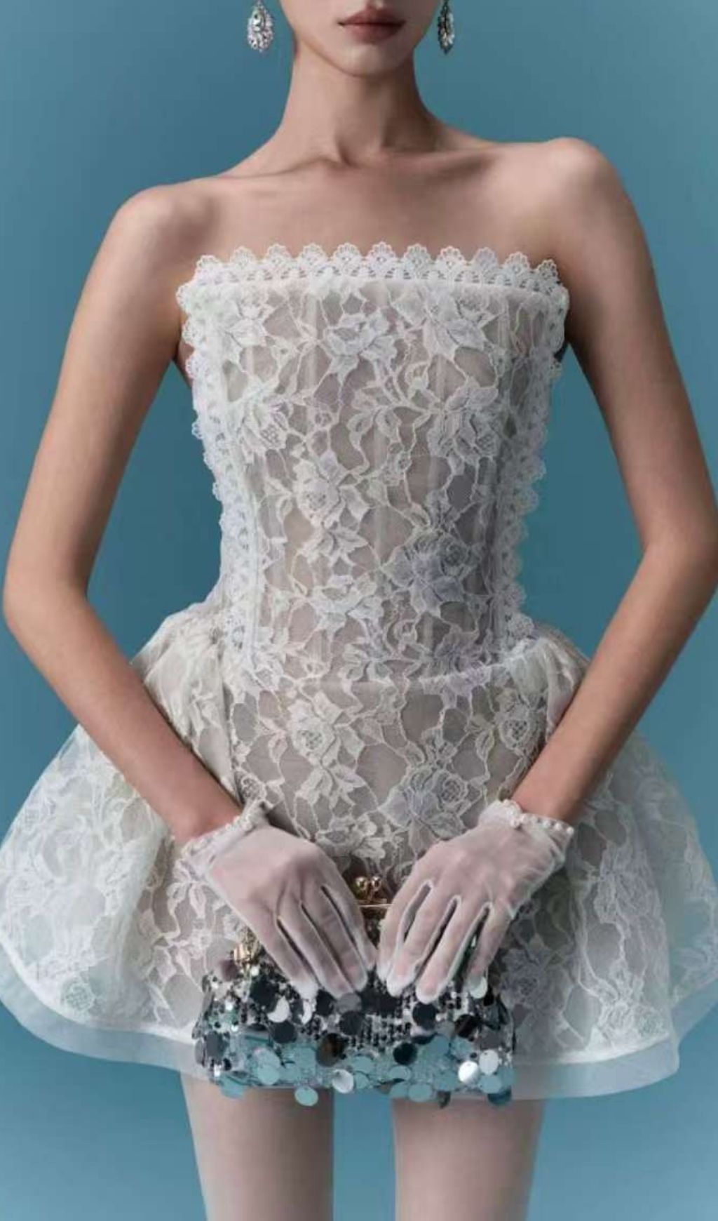 ed809cb08dd8305fdaa57b459fafce3c.jpg Fashionslee Women Lajos Strapless Lace Corset Mini Dress