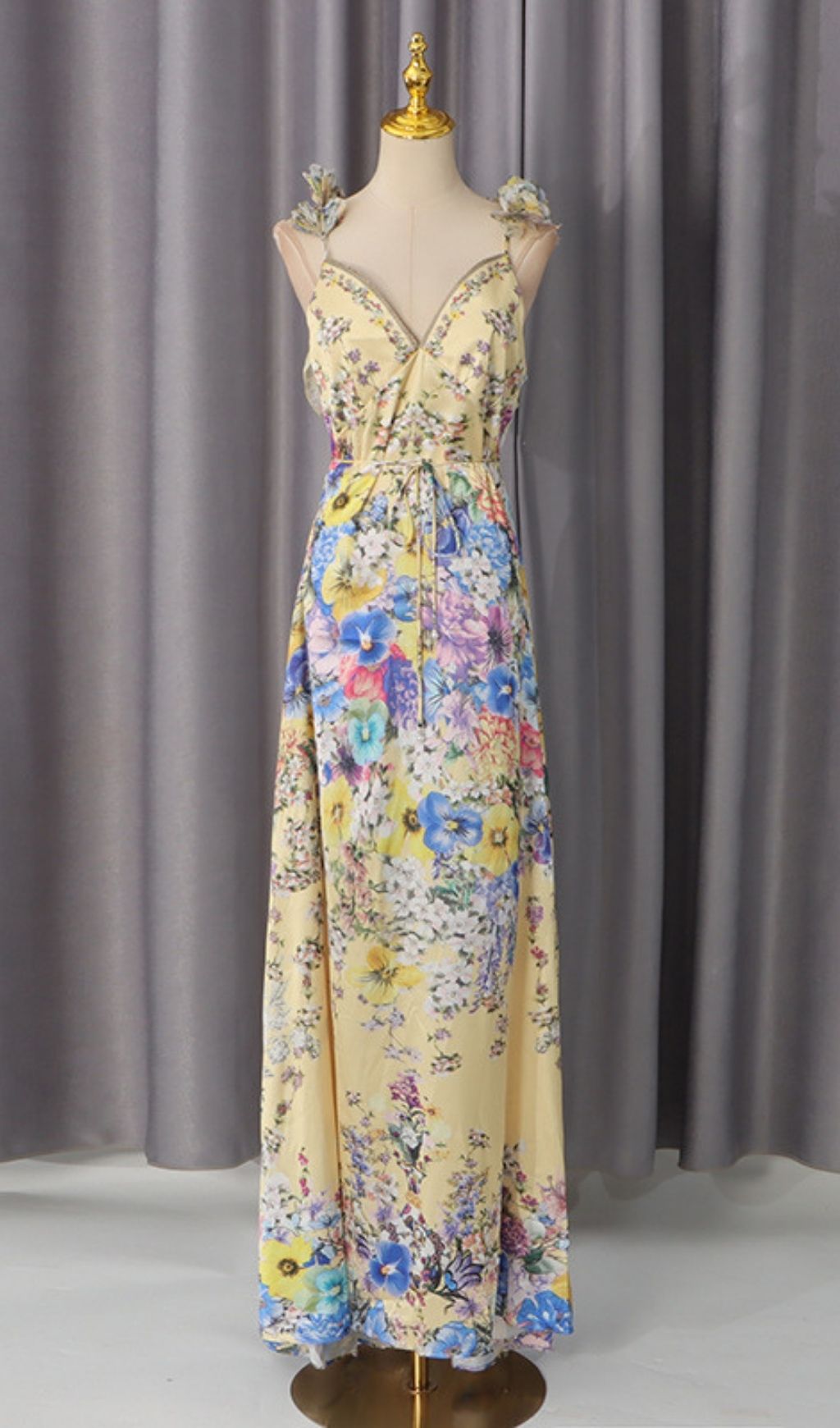 Fashionslee Women Kerrya Strappy Floral Printed Maxi Dress