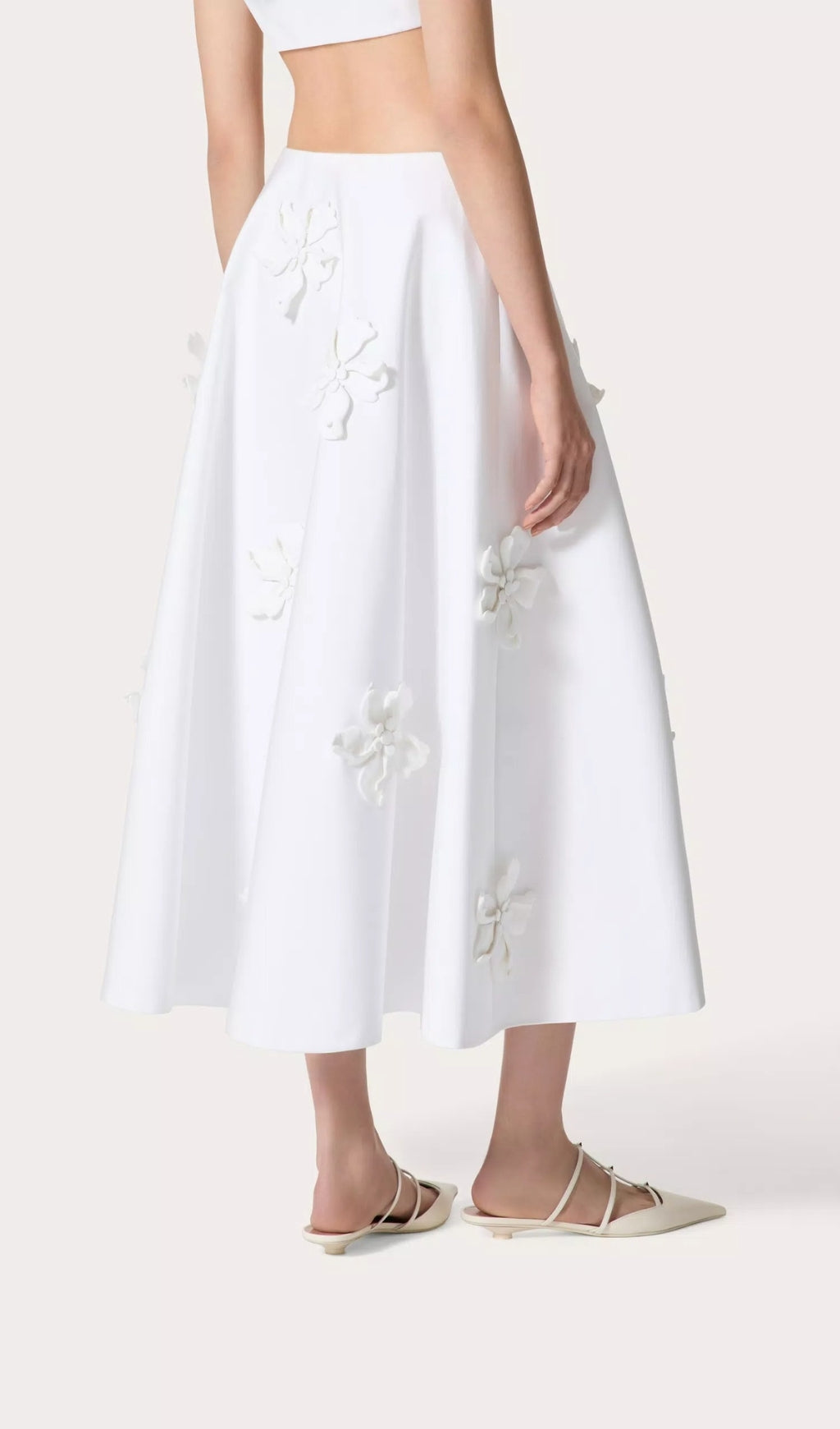 Fashionslee Women Annissa White Embroidered Midi Skirt