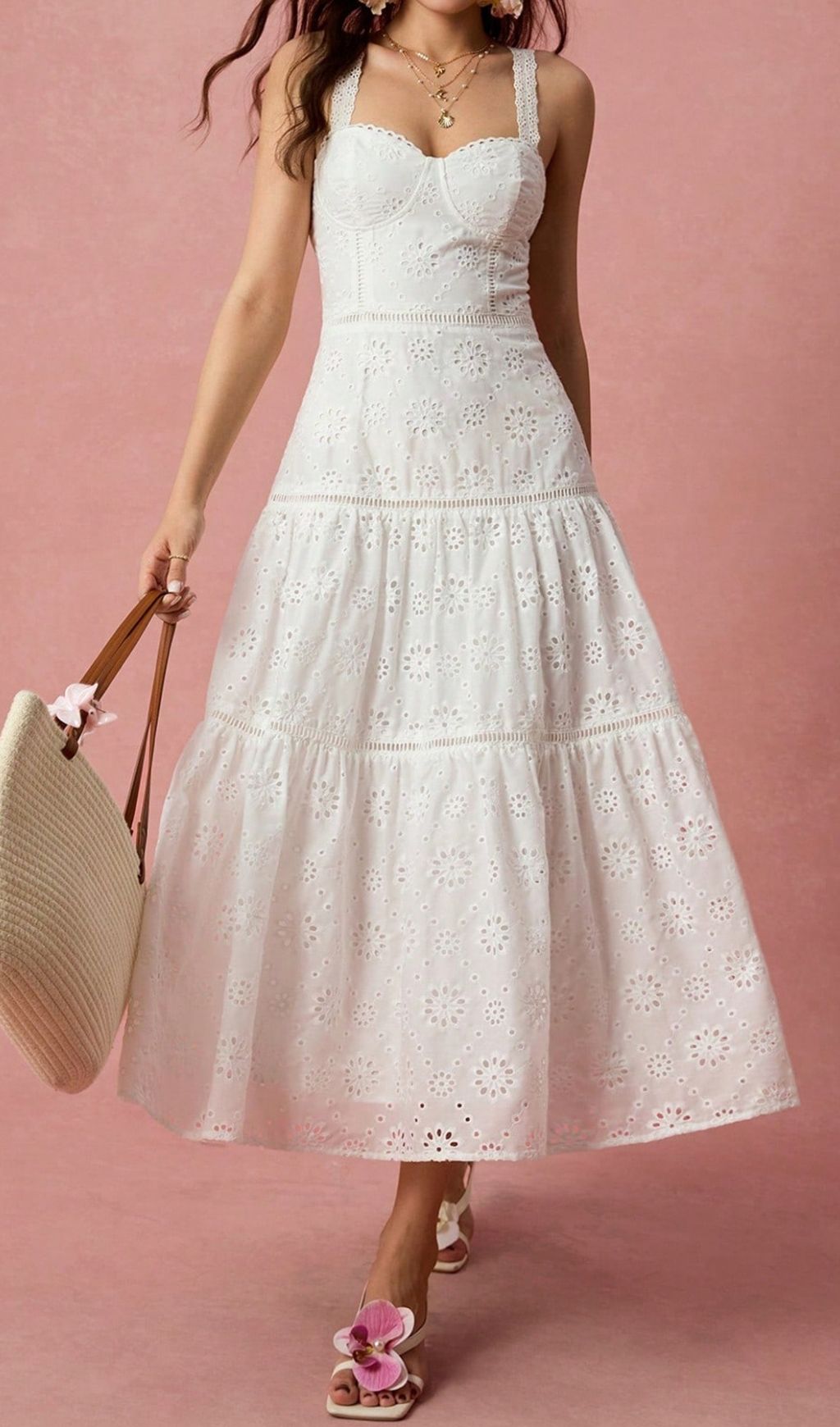 efbb9bc8c89989b5686faa168e879742.jpg Fashionslee Women Lamya White Strappy Midi Dress