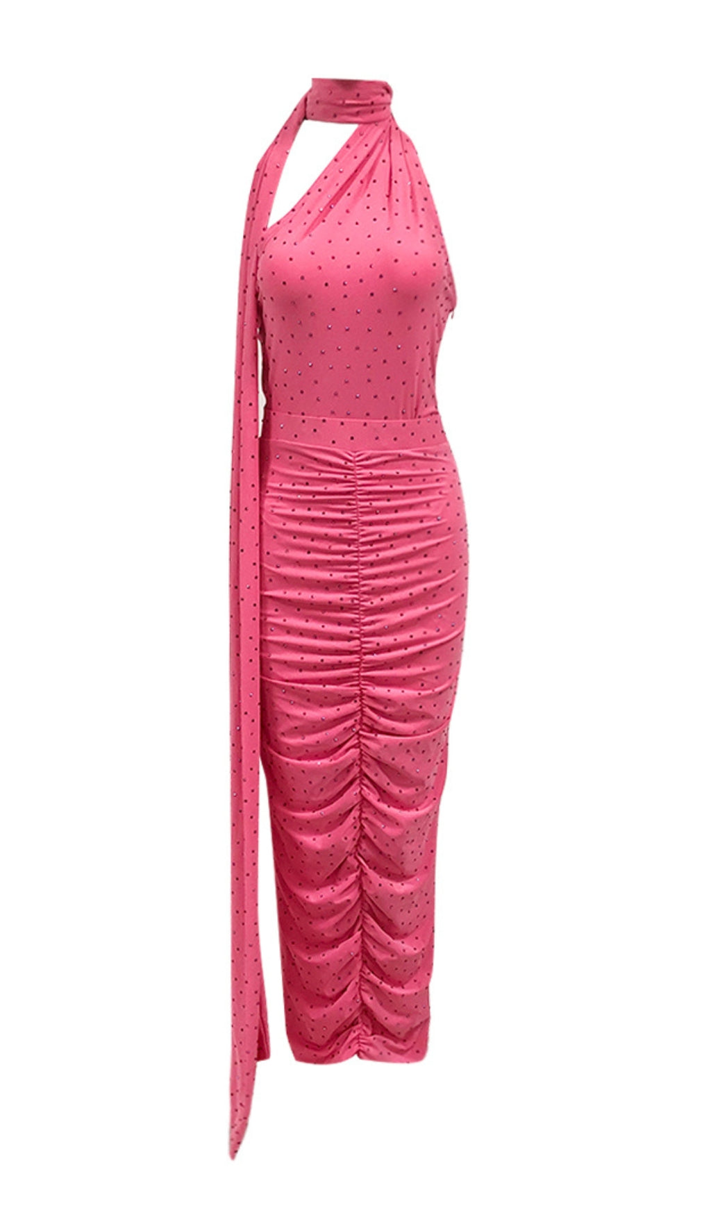 f126798287f60ba30b809f9d3d676576.jpeg Fashionslee Women Berit Pink Halter Diamond Skirt Set