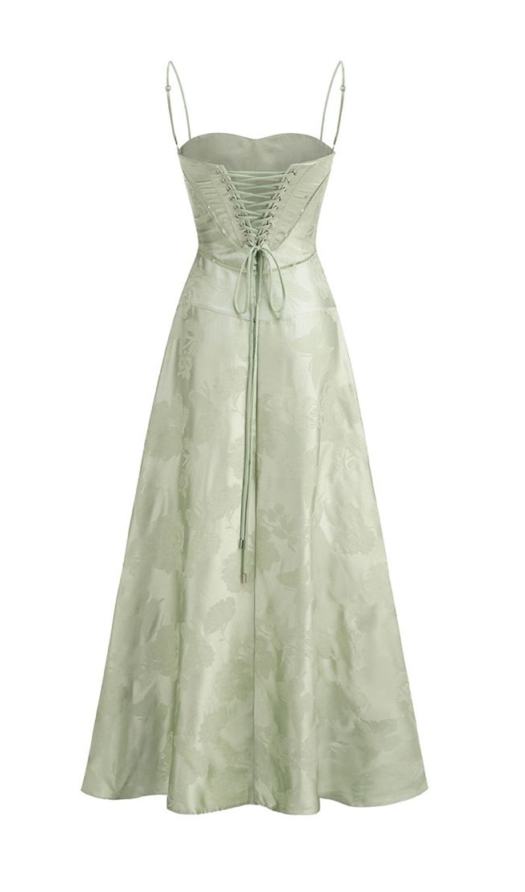 Fashionslee Women Billie Pistachio Floral Lace Back Maxi Dress