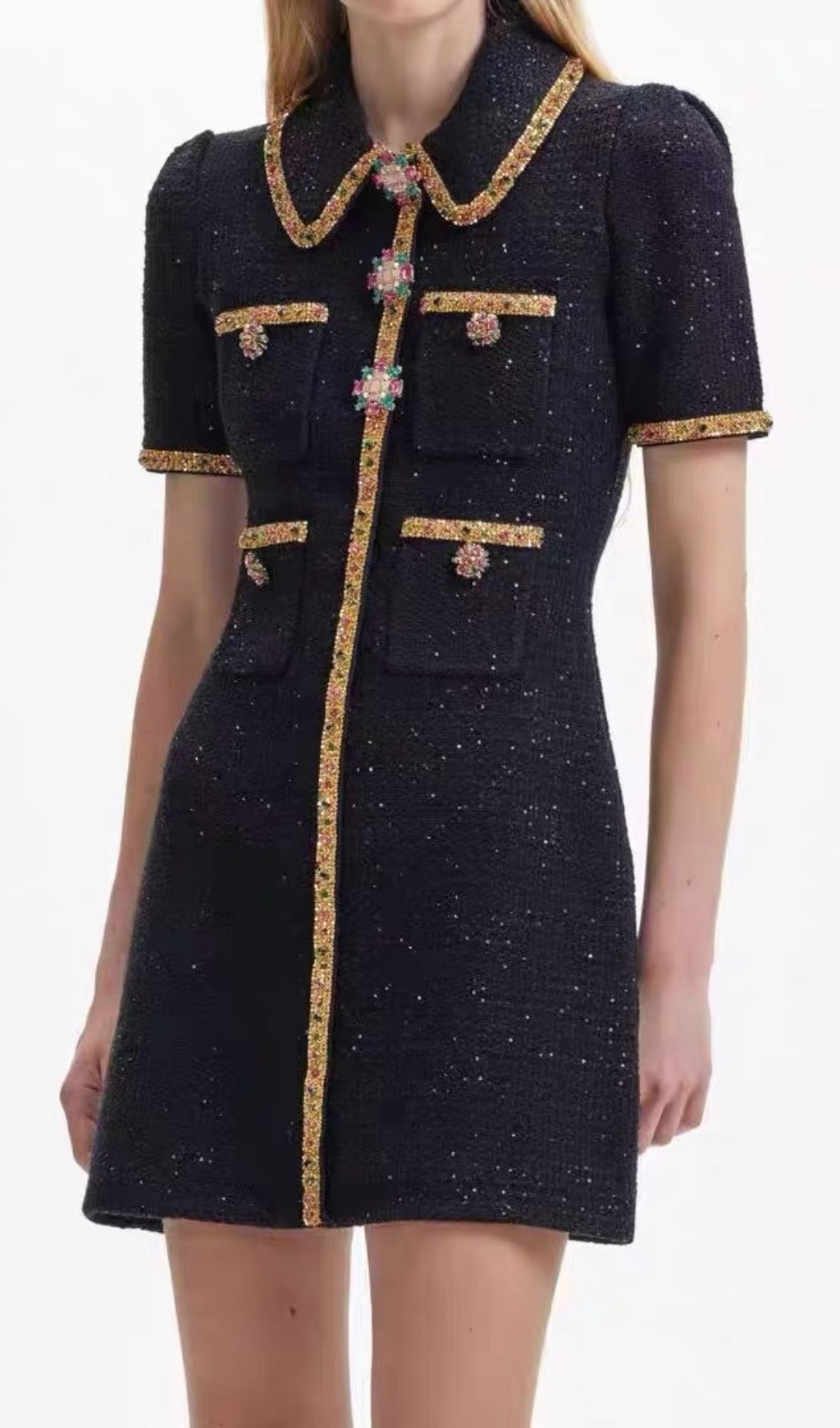 Fashionslee Women Ankti Black Knit Mini Dress