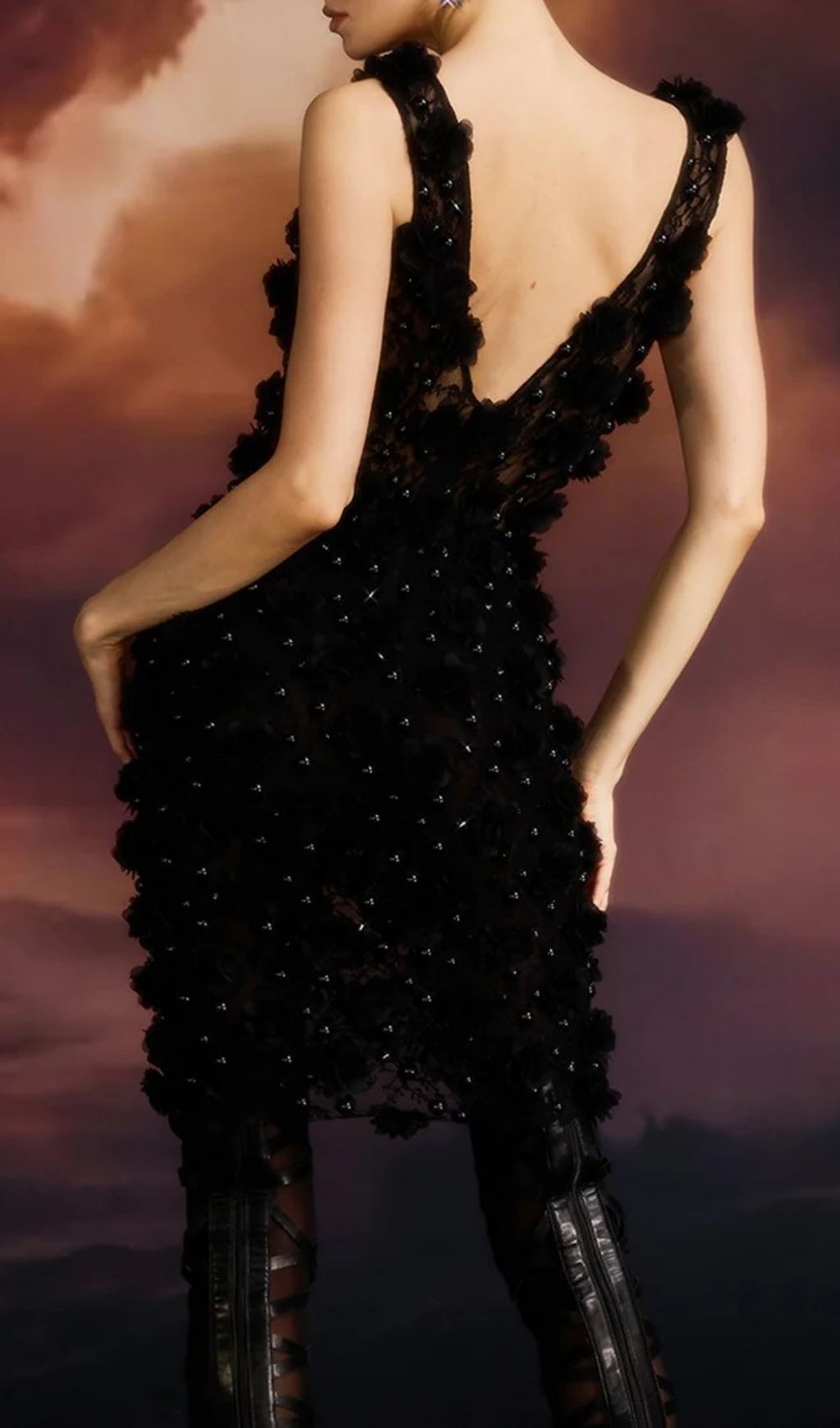 f34568286da93e66c5415e989686a102.jpg Fashionslee Women Dalal Sleeveless Flower Pearl Mini Dress In Black