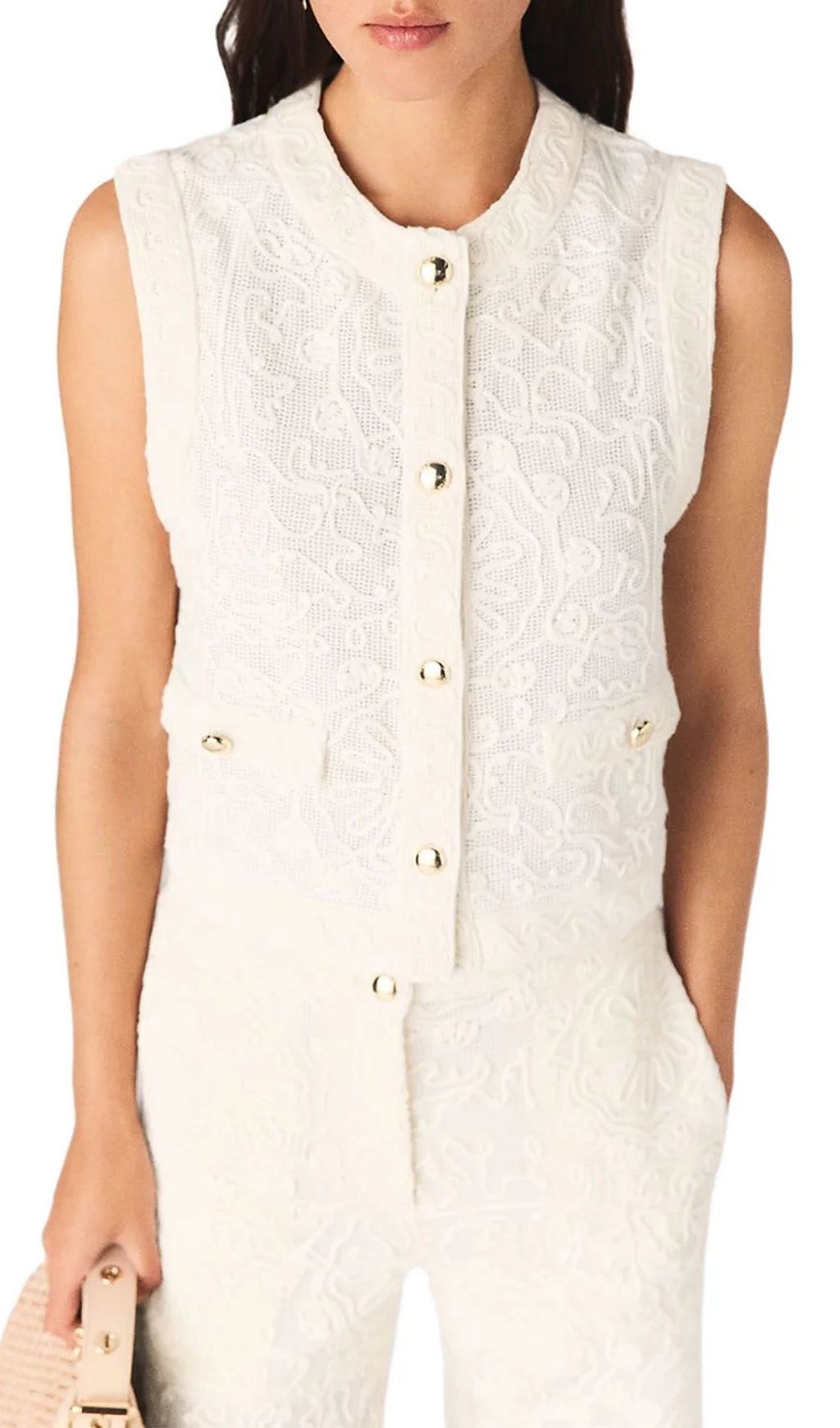 Fashionslee Women Laros Floral Guipure Lace Waistcoat