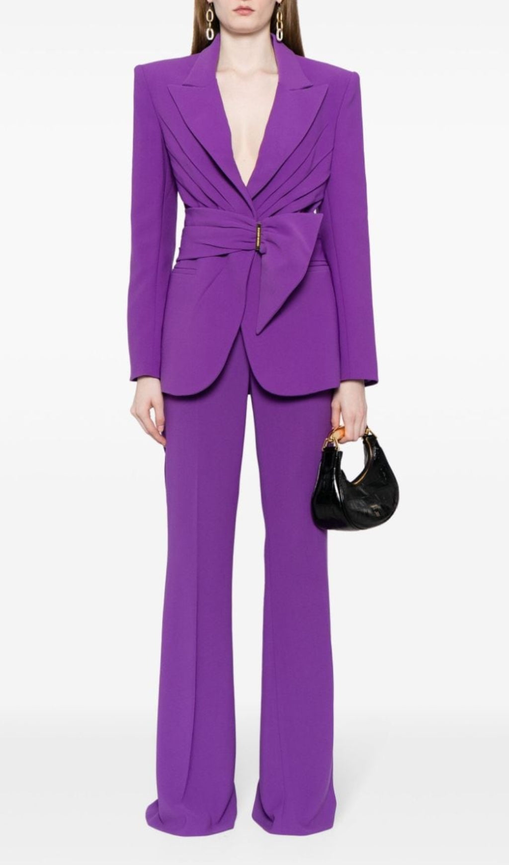 Fashionslee Women Alwilda Purple Belted Blazer