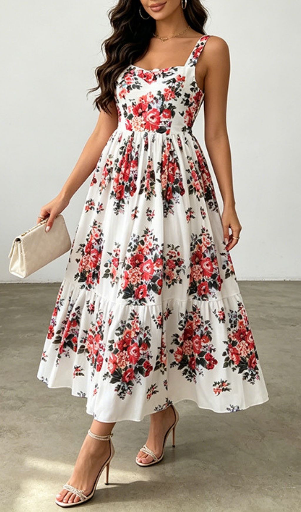 Fashionslee Women Latif Strappy Floral Midi Dress