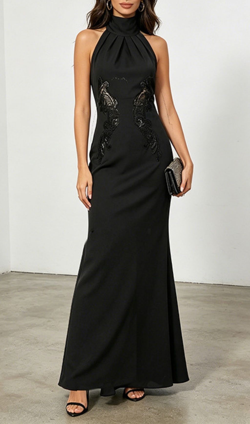 f7436fd67dad0a88ac007c76a75172fa.jpg Fashionslee Women Laurent Halter Lace Backless Maxi Dress