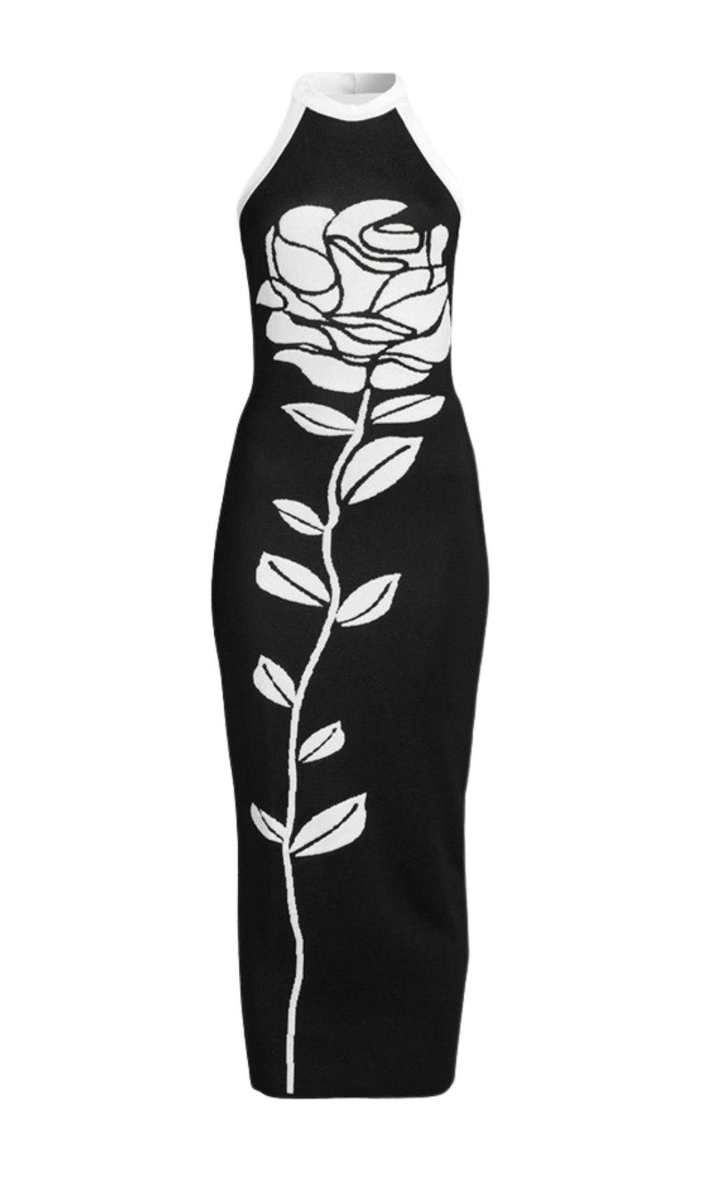 Fashionslee Women Bijou Rose Jacquard Halter Midi Dress