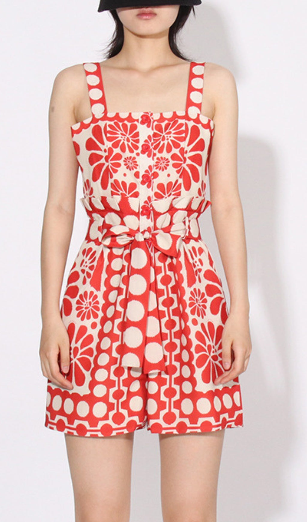 Fashionslee Women Asatira Red Printed Romper
